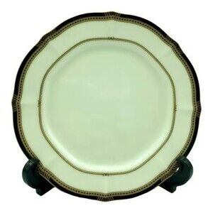 Noritake Ivory China Salad Plate 7" Pattern 7354 Gilded Age Gold Black Border